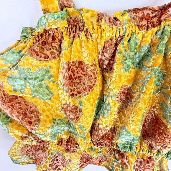 Anthropologie Felipa Cropped Yellow Strawberry Patch Velvet Burnout Tank Top Sm - Picture 3 of 8